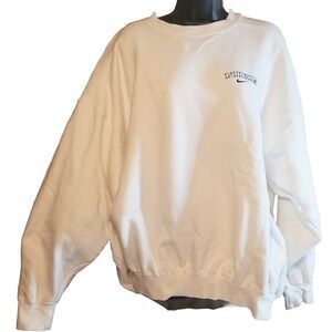 Y2K 90s Nike Swoosh mini check Embroidered Spellout Sweatshirt Vintage White tag